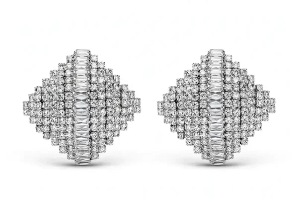 0408 Jewelry - Ice Diamond Studs - Baguette & Pavé Statement