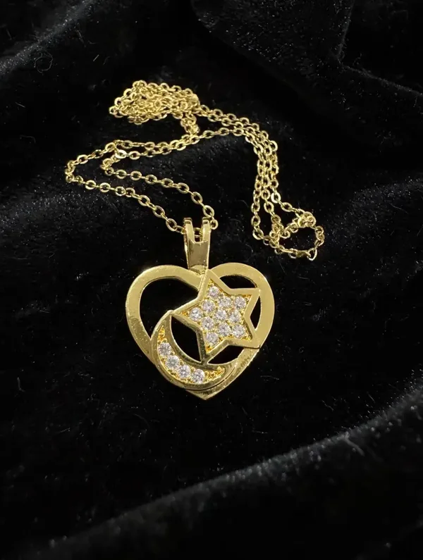 0398 Jewelry - Celestial Heart Necklace — Gold Star & Moon
