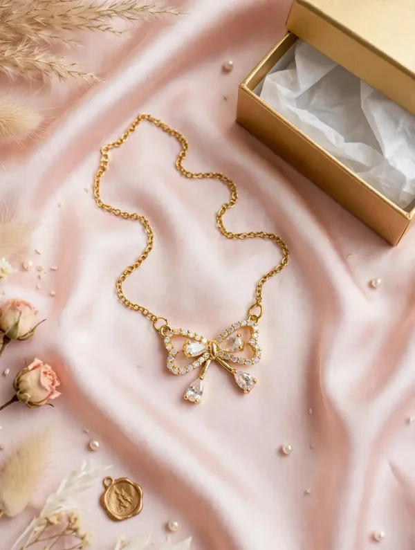 0423 Jewelry - Crystal Bow Necklace
