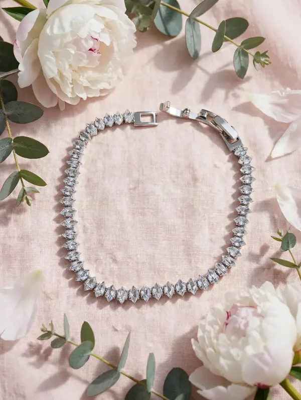 0426 Jewelry - Marquise Sparkle Tennis Bracelet — Silver