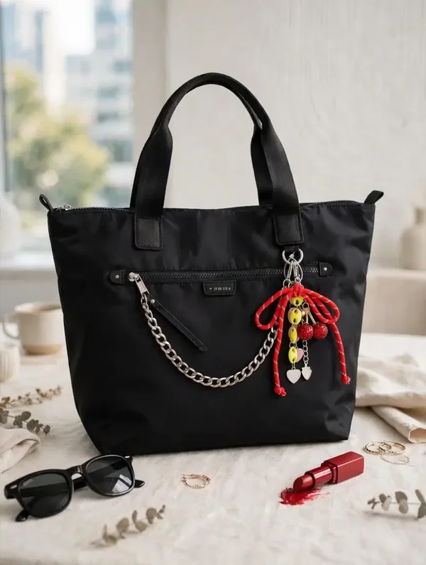 0476 Bag - Midnight Cherry Tote by Madden Girl — Black