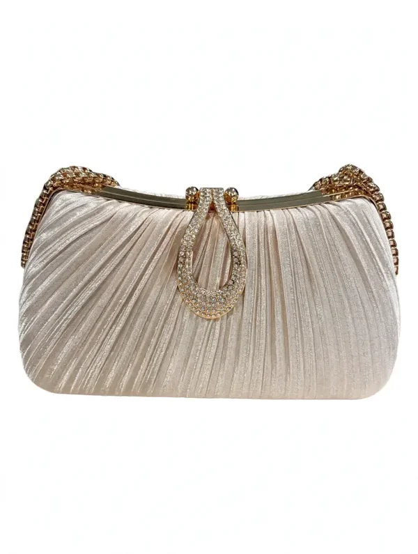 0513 Bag - Champagne Pleated Evening Clutch