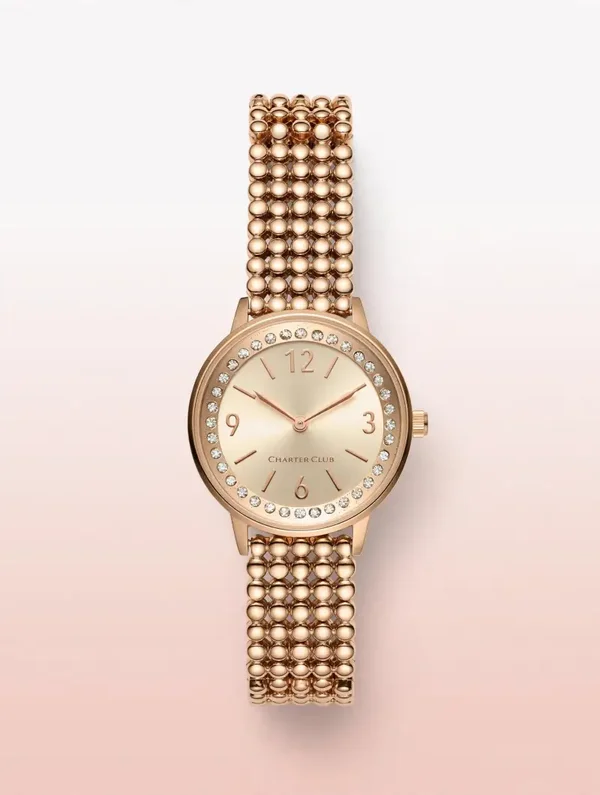 0534 Watch - Charter Club Gold Beaded Crystal Watch