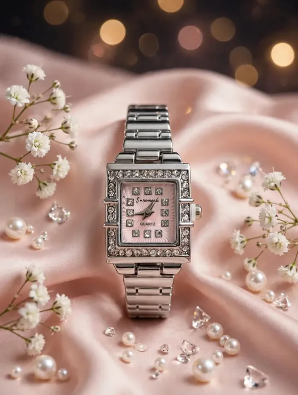 0542 watch - Blush Crystal Square