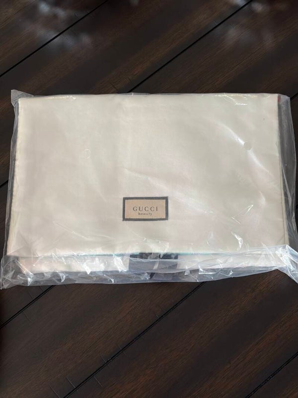 Pouch - Gucci Beauty Satin Floral Logo Bag Pouch White & Blue Floral