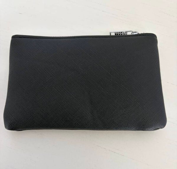 Pouch - Black Logo Zip Clutch Pouch Silver Hardware Black Lining