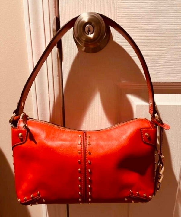 Bag - Michael Kors Astor Studded Leather Shoulder Bag Color: Gunmetal