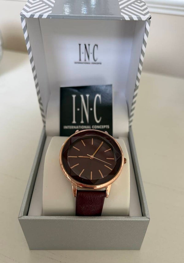 Watch - I.N.C Women’s Quartz Rose Gold Brown Leather Watch