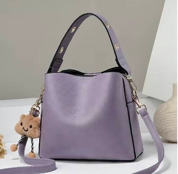 Bag - Lavender Shoulder Bag Gold Hardware Bear Charm