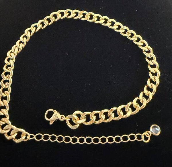 Jewelry - Gold Tone Curb Link Chain Bracelet/ANKLET Adjustable Extender Lobster Clasp