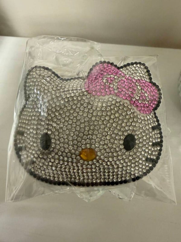 This & That - Hello Kitty Sanrio Rhinestone Metal Key Chain Keyring, Silver Tone Pink Bow