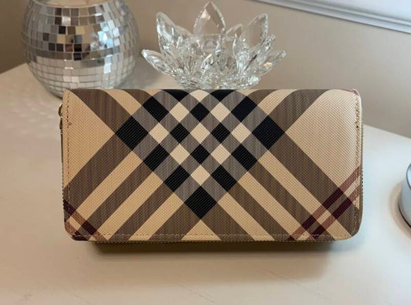 Wallet - Beige/Black/Red Plaid Zip-Around Wallet