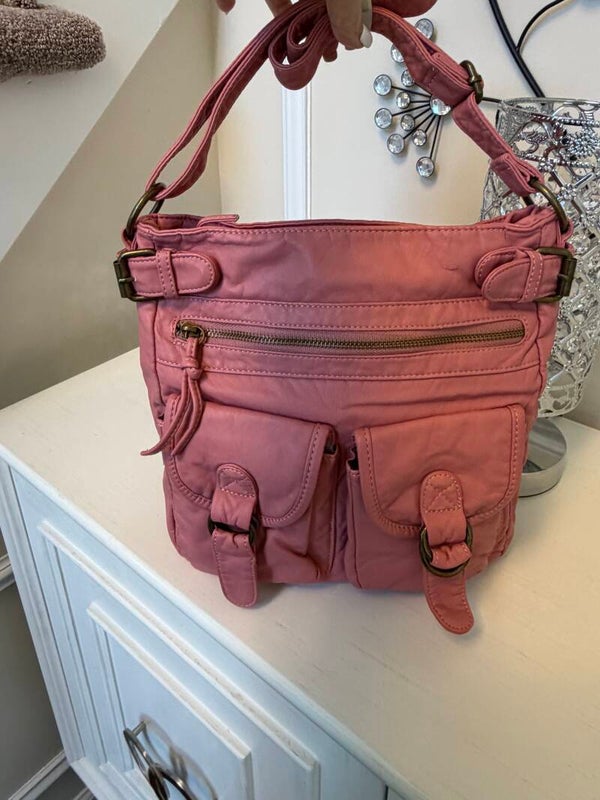 Bag - Pink Solid Zip Shoulder Crossbody Bag Medium