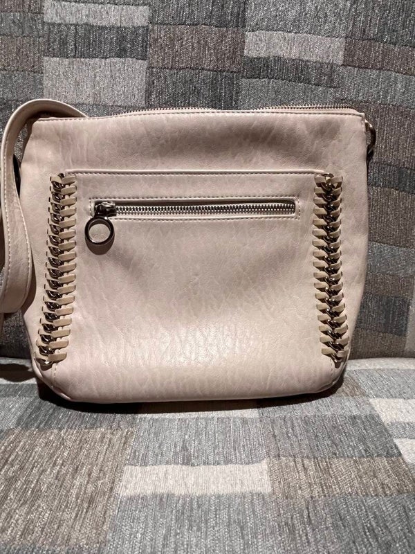 Bag - Jessica Simpson Beige Faux Leather Crossbody Bag Zipper