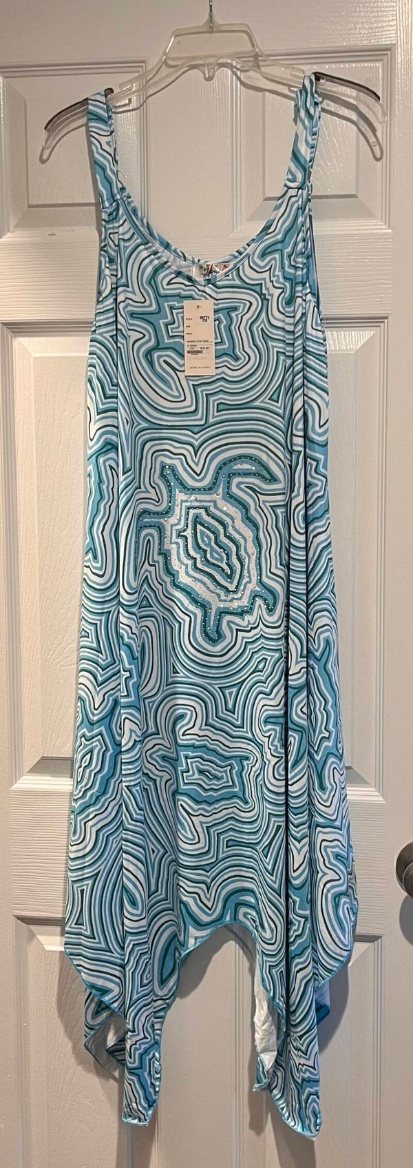 Clothing - Little Journey Maxi Dress Blue White Geometric Beaded