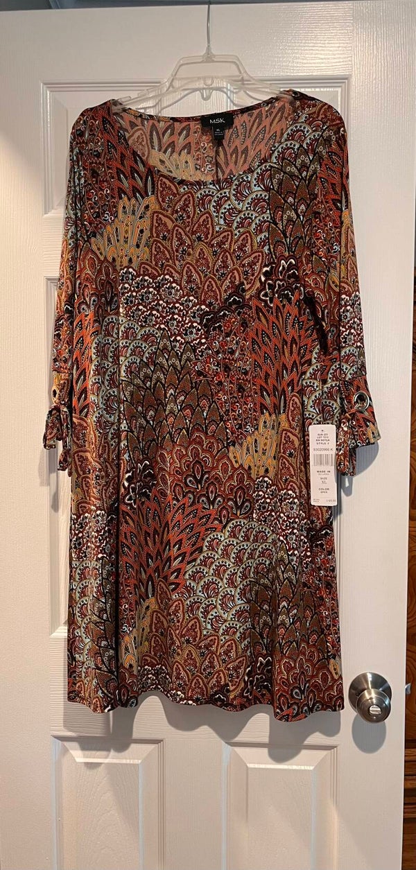 Clothing - MSK Paisley Jersey A-Line Dress Spice Multicolor XL