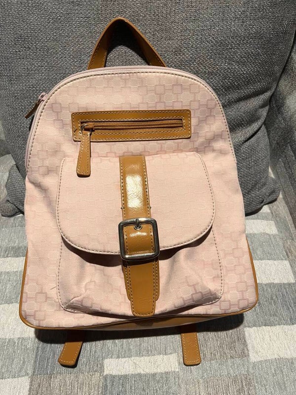 Bag - Nine West Beige Brown Geometric Backpack