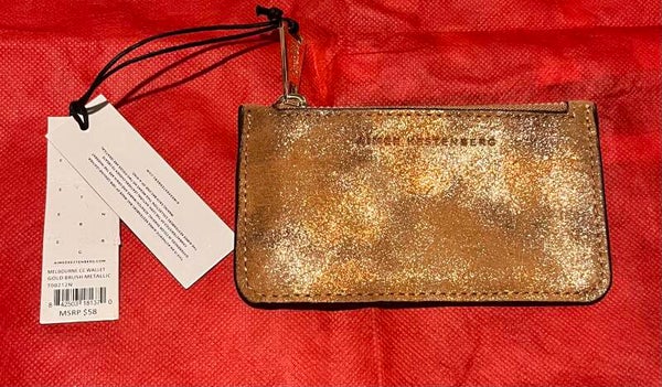 Card Holder - Aimee Kestenberg Women’s Gold Metallic Wallet w/ Zipper