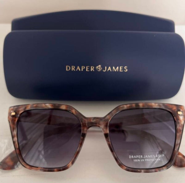 Sunglasses - Draper James RSVP Oversized Square Tortoise Sunglasses Gray Tinted 100% UV