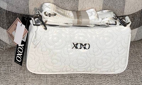 Bag - XOXO White Quilted Logo Shoulder Bag Silver Hardware