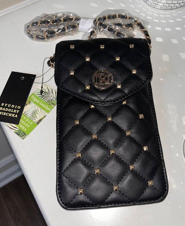 Bag - Studded Badgley Mischka Quilted Vegan Phone Holder