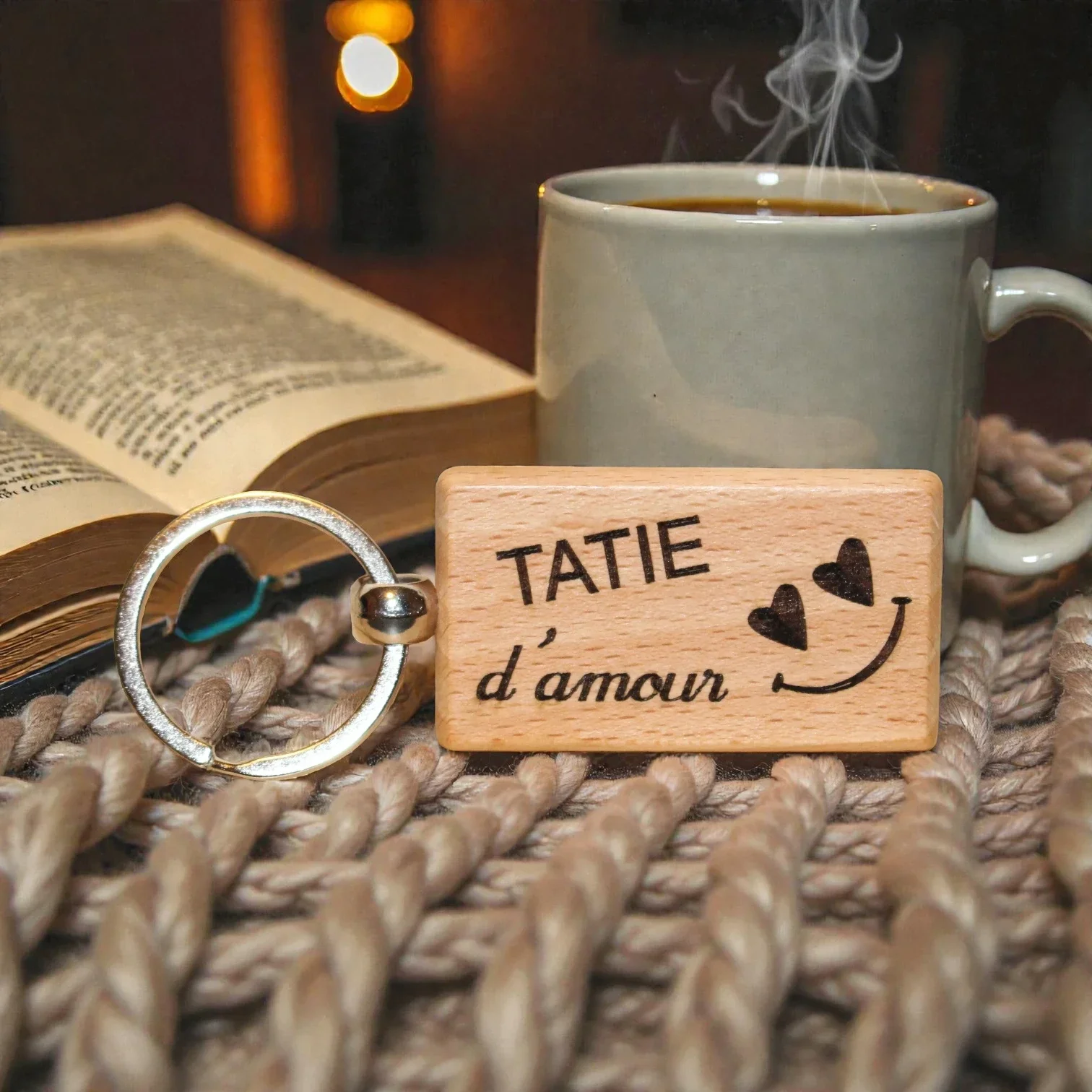 Porte Clés en Bois Tonton/Tatie