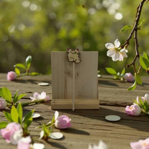 Pics motif chat pour pots de fleur