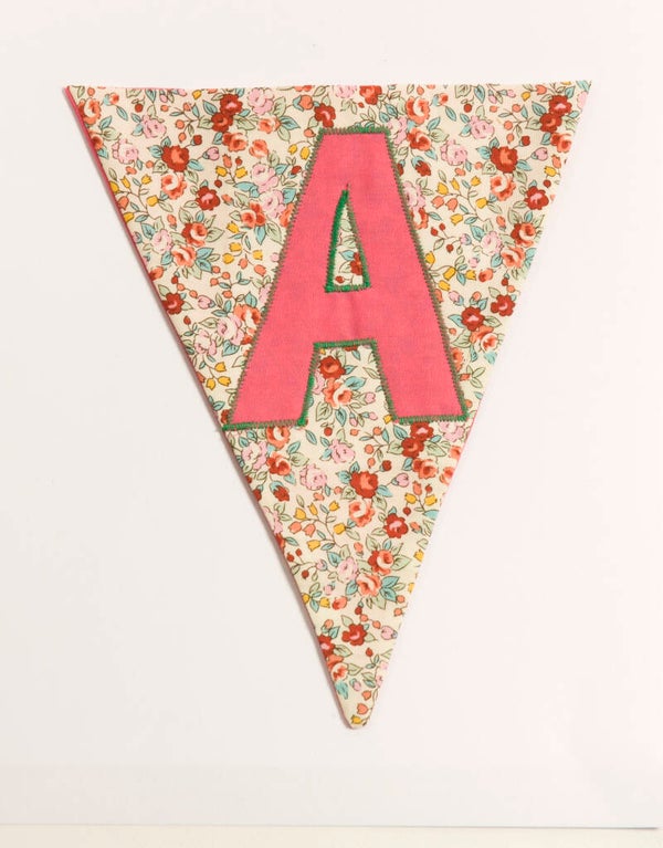 Floral flag with Pink letter A