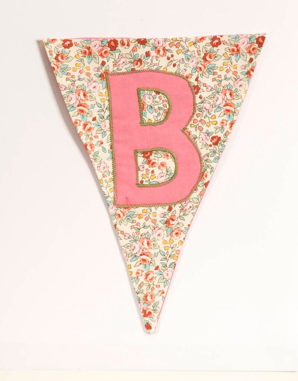 Floral flag with Pink letter B