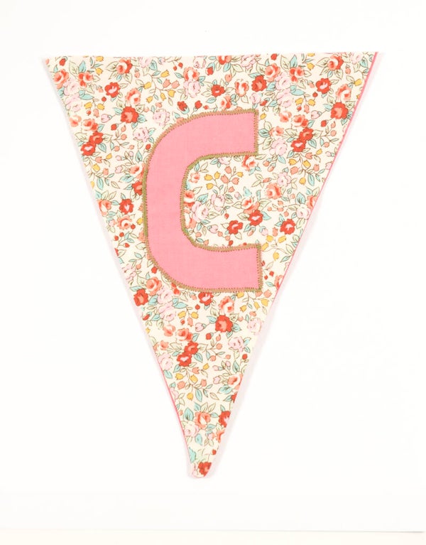 Floral flag with Pink letter C