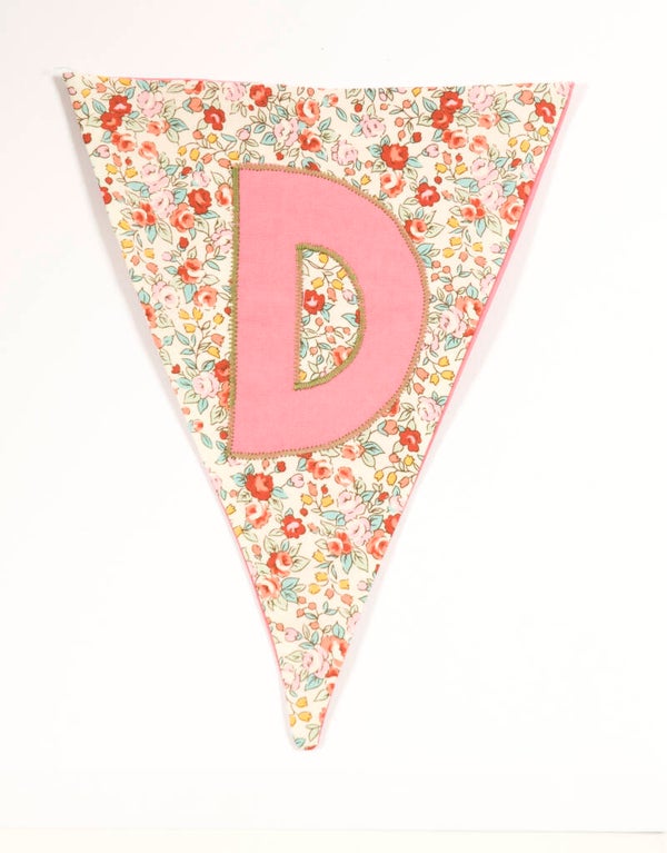 Floral flag with Pink letter D