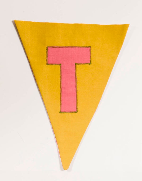 Yellow flag Pink letter T
