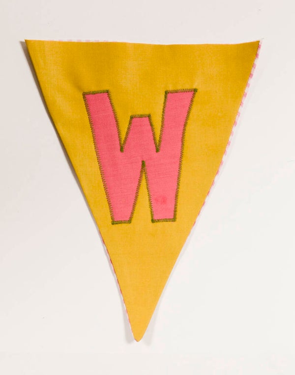 Yellow flag Pink letter W