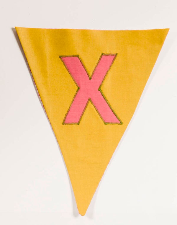 Yellow flag Pink letter X
