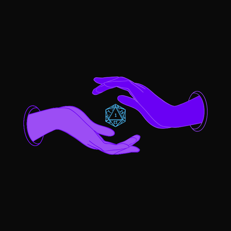 Dłonie czarujace kostkę d20 do rpegów