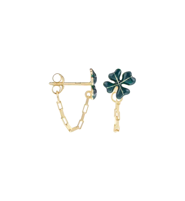 Single Lucky Shamrock Chain Stud
