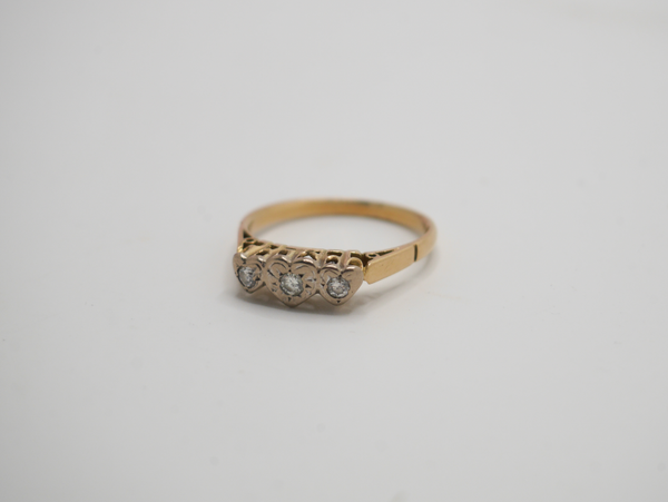 Vintage 18k gouden ring met diamant