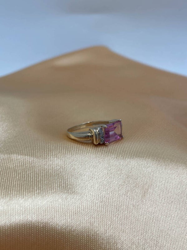 Vintage 10k gouden ring met zirkonia