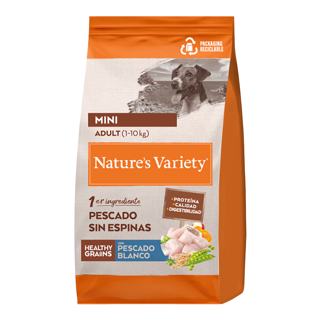 NATURE'S VARIETY HEALTHY GRAIN ADULT MINI PESCADO BLANCO