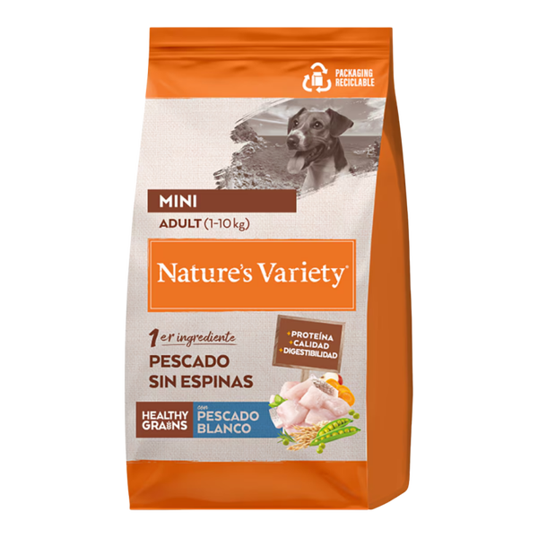 NATURE'S VARIETY HEALTHY GRAIN ADULT MINI PESCADO BLANCO