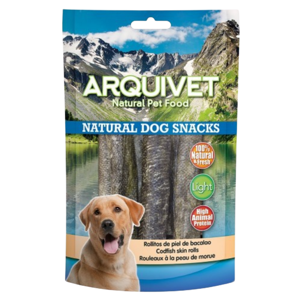 ROLLITOS DE PIEL NATURAL DOG SNACKS – BACALAO