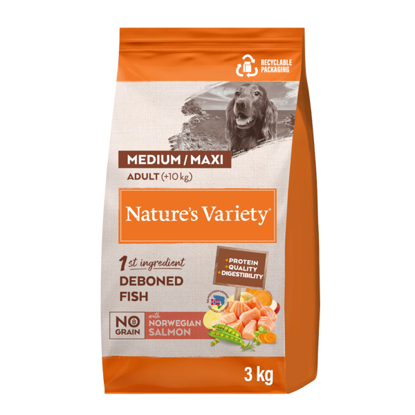 NATURE'S VARIETY NO GRAIN ADULT MED/MAXI SALMÓN
