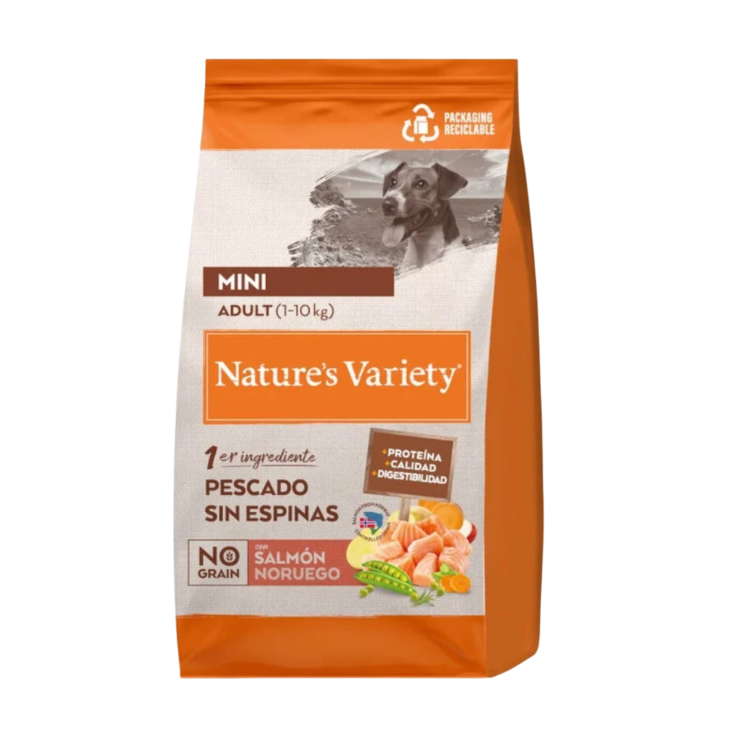 NATURE'S VARIETY HEALTHY GRAIN ADULT MINI SALMÓN