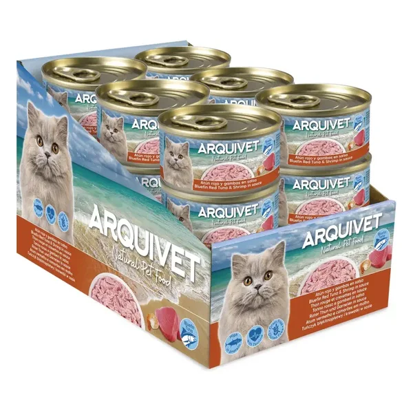 Pack 24 unidades - Atún rojo y gambas en salsa - mini filetes para gato