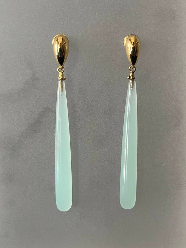 Chalcedone oorbellen, ‘India’ long drops,
