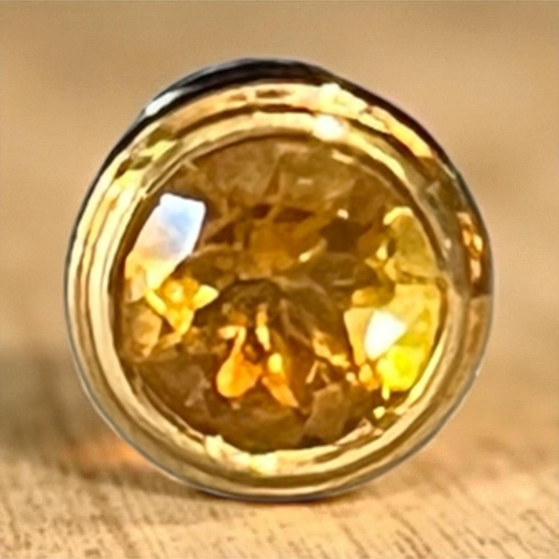 Ring kopje citrine in geel goud gezet E.S.