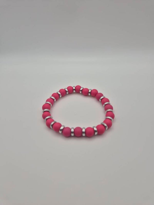 Rosé armbandje met zilveren details