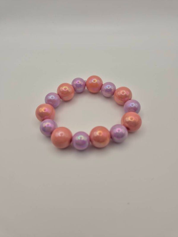 Parel armbandje paars en rose kralen