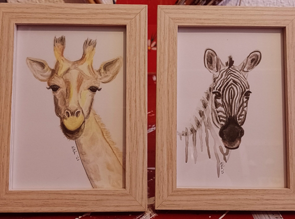 Aquarelset 'Giraffe en Zebra'