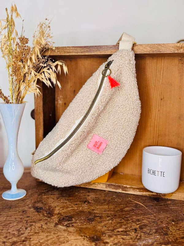 Sac banane moumoute beige - "Zut, alors"